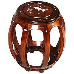 Mother of Pearl Inlay Drum shaped End Table  