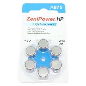  ZeniPower HP 675 (A675) Hearing Aid Zinc Air Battery   6 