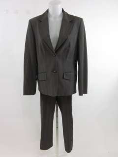 BETTY BARLAY Green Gray Pinstripe Blazer Pants Suit 42  
