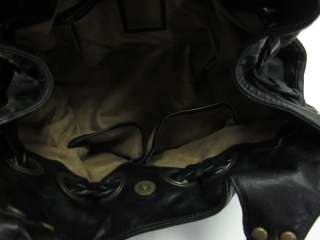 KOOBA Black Leather Grommet Woven Ginger Hobo Handbag  