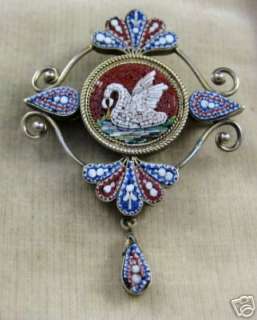 this genuine victorian micro mosaic silver gilt swan brooch has 
