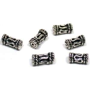  6 Bali Tube Beads Sterling Silver Stringing Rope 8mm: Home 