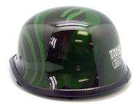 DOT Biker Green Army German Motorcycle Chopper Helmet  