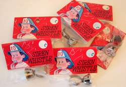 Vintage 1950s SIREN WHISTLE RING Tin Toy / FIREMAN  