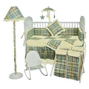    Hoohobbers Plaid / Gingham Blue 4 Piece Crib Bedding Set: Baby