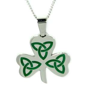  3 Leaf Clover Pendant w/ Celtic Design (Chain Included 