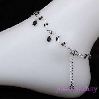 FASHION chain & black beads anklet /ankle bracelet TA19  