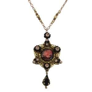 Michal Negrin Star Of David Pendant Decorated with Gothic Roses Cameo 
