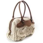 SALVATORE FERRAGAMO Knitted Bag Purse Satchel Brown  