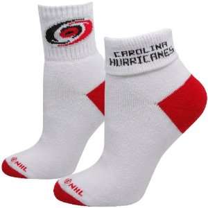   Hurricanes Ladies White Red Roll Down Socks