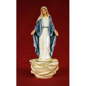  Our Lady of Grace Alabaster Painted Holy Water Font 