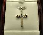 ESTATE 14K WHITE GOLD ETCHED CROSS PENDANT/CHARM
