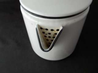 Vintage White Enamel Enamelware Metal Coffee Pot  