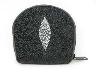Genuine BLACK Stingray Leather Coin Purse Wallet + FREE SHIPPING 