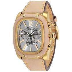 Glam Rock Womens Gulfstream Silver Dial Natural Leather Chronograph 
