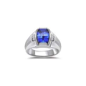  0.06 CT MENS BARREL CUT SYNTHETIC SAPPHIRE WHITE GOLD RING 