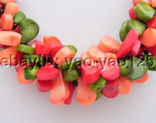 Charming Onyx&Multi Color Coral Necklace  