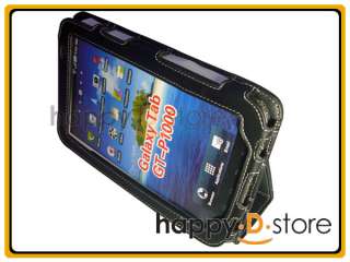 Black Genuine Leather Case Stand for Samsung Galaxy Tab P1000 7 