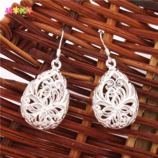 925 Sterling Silver Hollow Carved Drop Earrings charm  