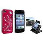 pink flower w butterfly hard case cover car dashboard holder