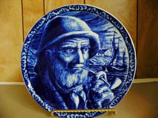 BLUE DELFT PLATE VINTAGE OLD MAN MARKED BOCH  