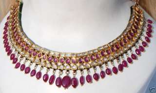 HUGE EXQUISITE 22KT GOLD RUBY DIAMOND MOGHUL NECKLACE  