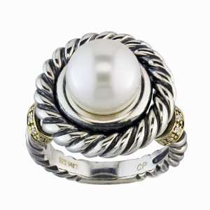   9mm Freshwater Pearl and Diamond Ring TR 10059 AM Pearlzzz Jewelry
