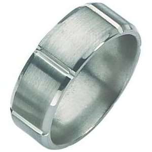  Titanium Grooved 8mm Brushed Ring Size 16 Chisel Jewelry
