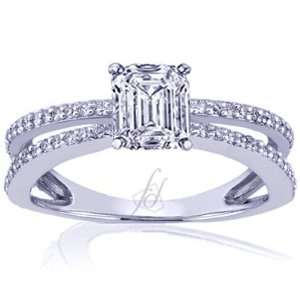  1.25 Ct Emerald Cut Diamond Split Band Engagement Ring 