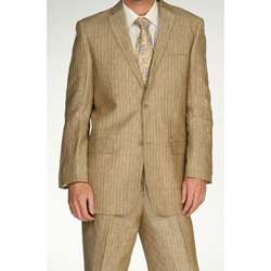 Ferrecci Mens 2 button Sand Linen Suit  