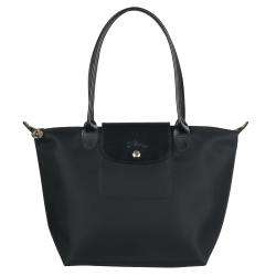 Longchamp Small Planetes Black Nylon Shopper Bag  Overstock