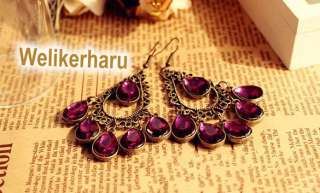 Bohemian Fashion Purple Stone Dangle Earring  