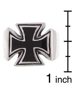 Mens Sterling Silver Black Onyx Iron Cross Ring  Overstock