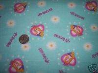 TOSSED PRINCESS COTTON FLANNEL FABRIC CROWN HEART  