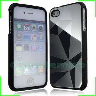 For iPhone 4 4G 4S Silver Mirror Luxury Metal Hard Rubberized Cover 