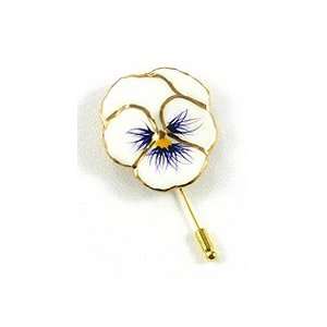  REAL FLOWER White Pansy Pin Brooch White: Jewelry