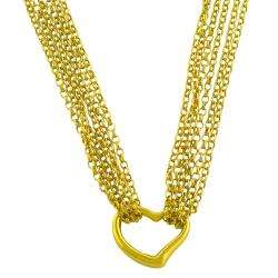 14k Yellow Gold Multi strand Open Heart Necklace  Overstock