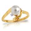 14k solid gold ring with natural diamond pearl our price $ 263 55