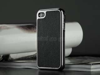 Deluxe Alligator Skin PU Leather Chrome Cover Case for Apple iPhone 4 