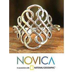   Silver Thistle Knot Cocktail Ring (Thailand)  Overstock