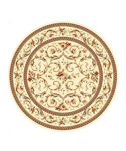   Collection Traditional Ivory/ Ivory Rug (5 3 Round)  
