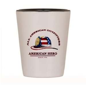 Shot Glass White and Black of All American Outfitters Firefighter 