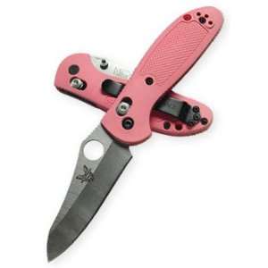 Benchmade Mini Griptilian Axis Lock 2.9 Plain Satin Blade Pink Handle 