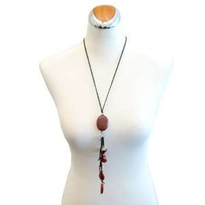    Red Jasper Pendant Drop Necklace with Charms, 23.6 inches Jewelry