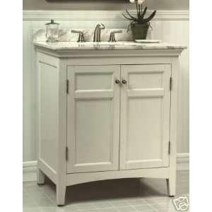  31 White Bath Vanity w/ Marble Top & Undermount Sink 