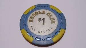 Saddle Club Ely, Nevada $1 Casino Chip Vintage  