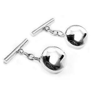   : Classic Sterling Silver Round Disc Chain and Bar Cufflinks: Jewelry