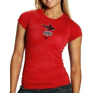 Jacksonville Sharks Ladies Red Team Logo T shirt  Sports 