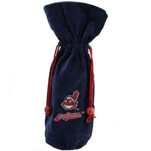  Cleveland Indians Navy Blue Velvet Wine Bottle Bag: Sports 