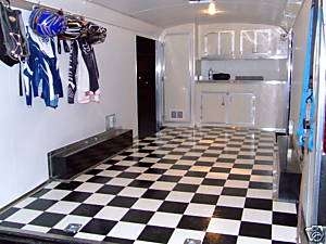 Black White Checkered Checkerboard Flooring Trailer  